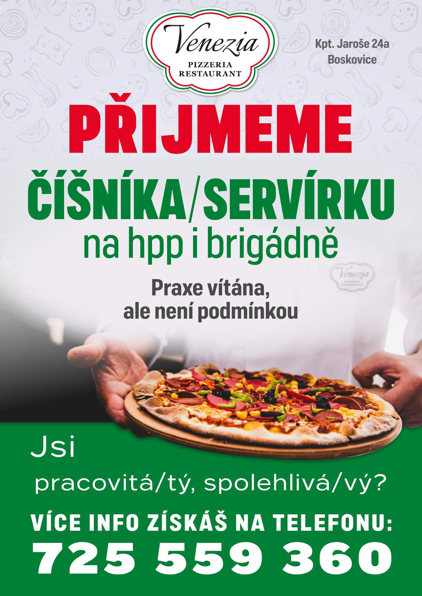 číšník servírka