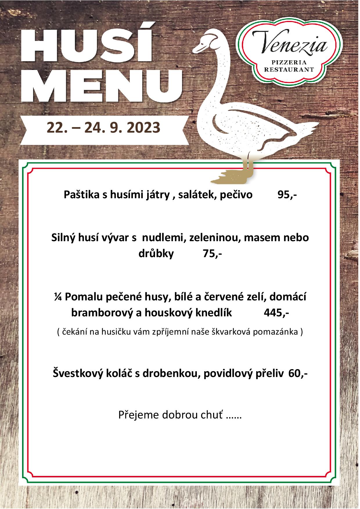 Husí menu tisk stul